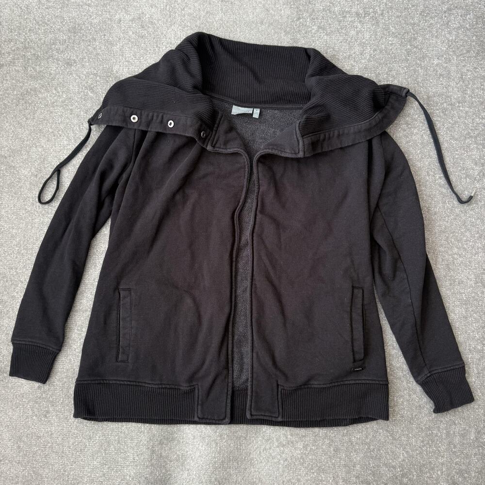 Athleta Jacket Womens Medium Black Funnel Neck Ribbed Collar Pockets Heavy